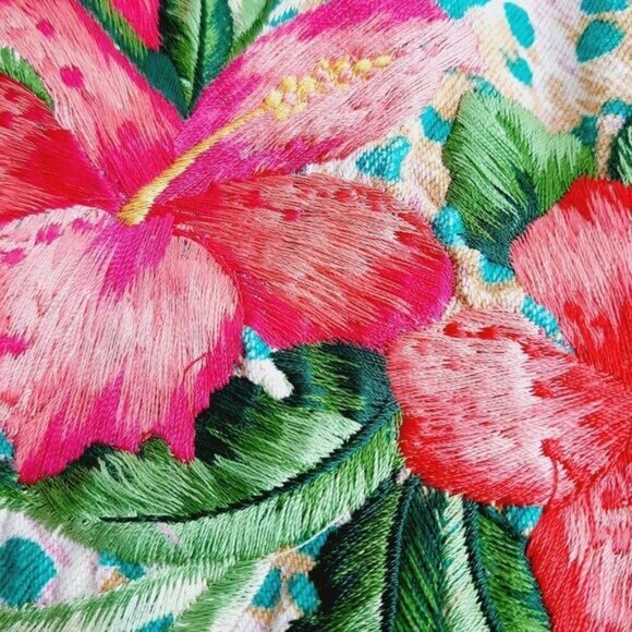 ANNA MOLINARI Floral Embroidered Crop Jeans Leopard Print Sz M - Picture 6 of 12